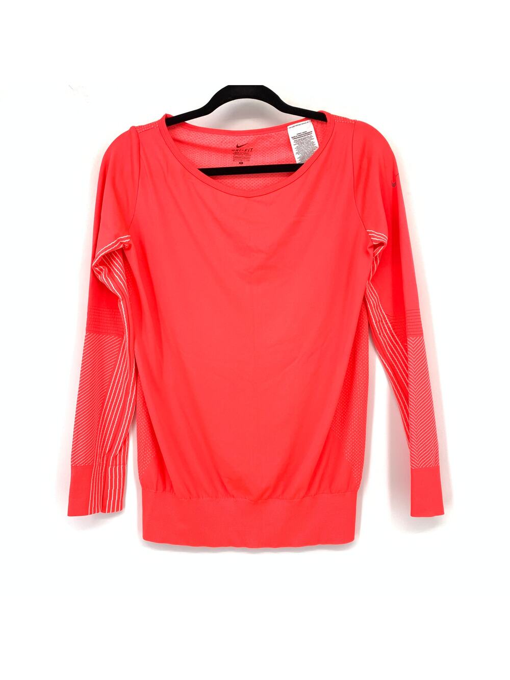 Nike Knit Epic Dri Fit Long Sleeve Activewear Top Womens Size Small Neon Red